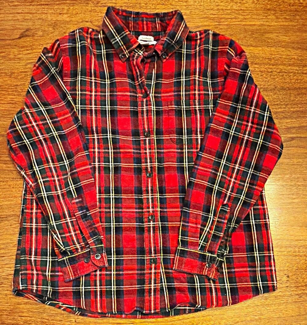 LL Bean Relaxed Fit Plaid Flannel Shirt M Outdoor Hiking Workwear Camping VTG